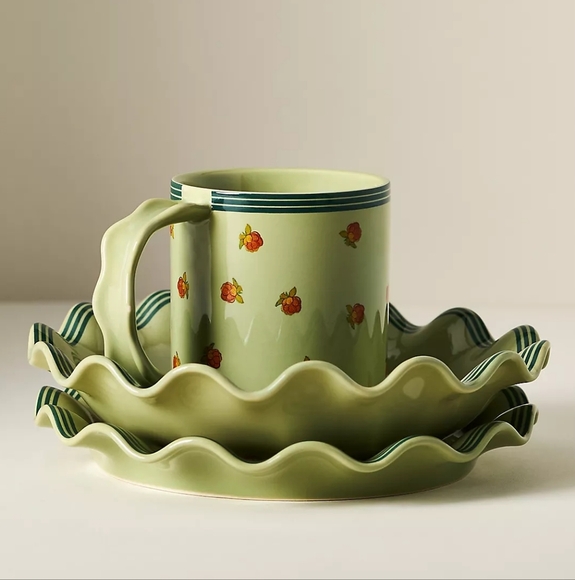NWT Anthropologie Georgie Stoneware Mug In Green - Picture 5 of 10